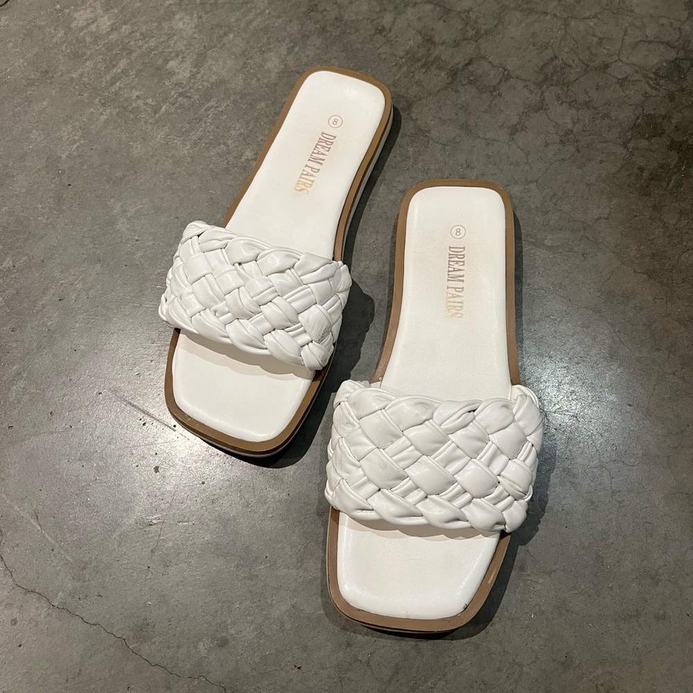 Women’s size 8 white braided sandals